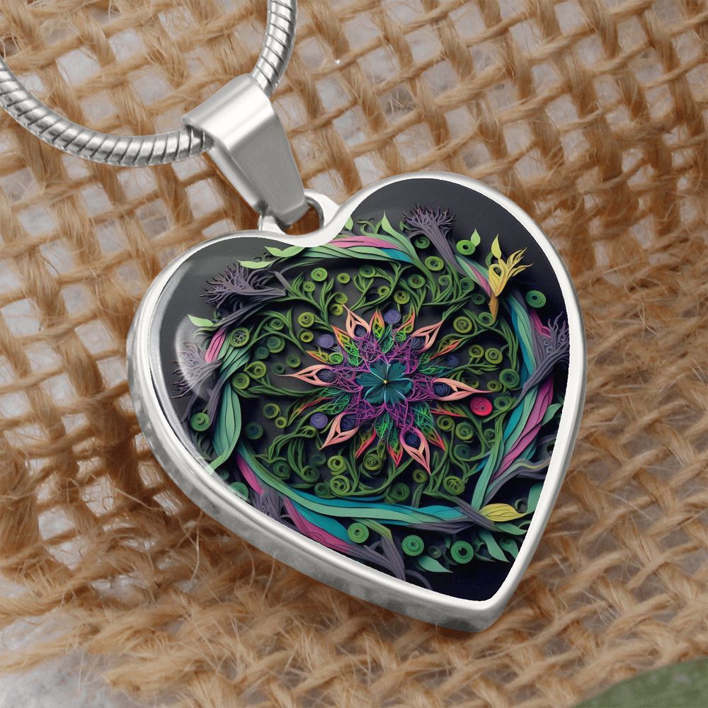 Art Mandala Heart Necklace - Crystallized Collective