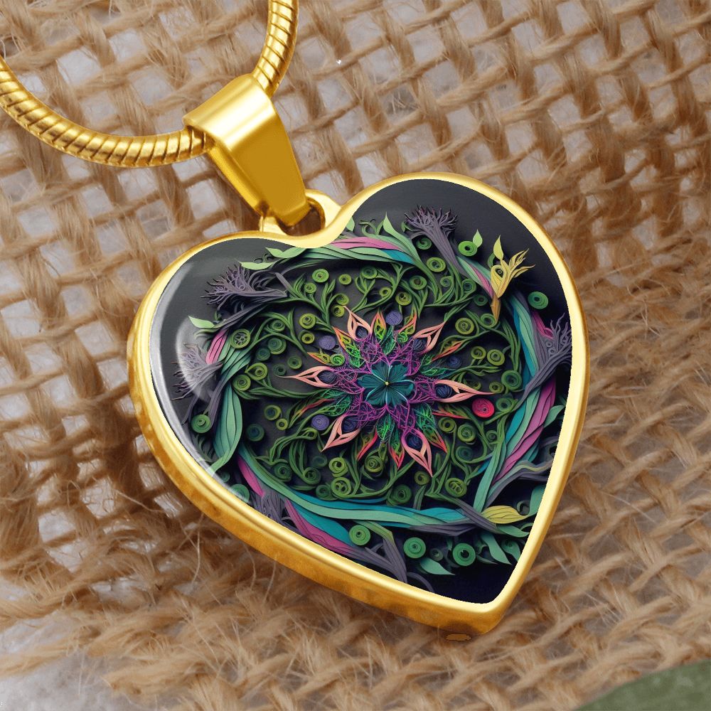 Art Mandala Heart Necklace - Crystallized Collective