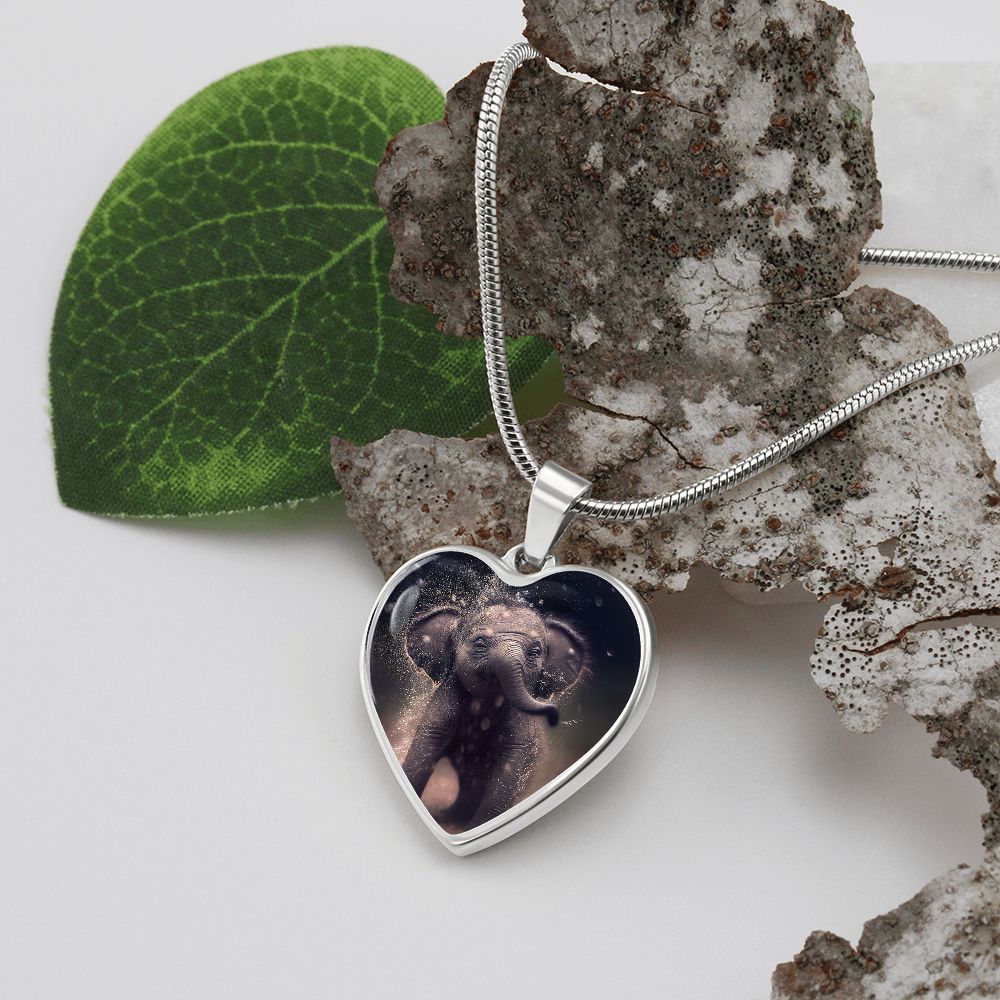 Baby Elephant Heart Necklace - Crystallized Collective