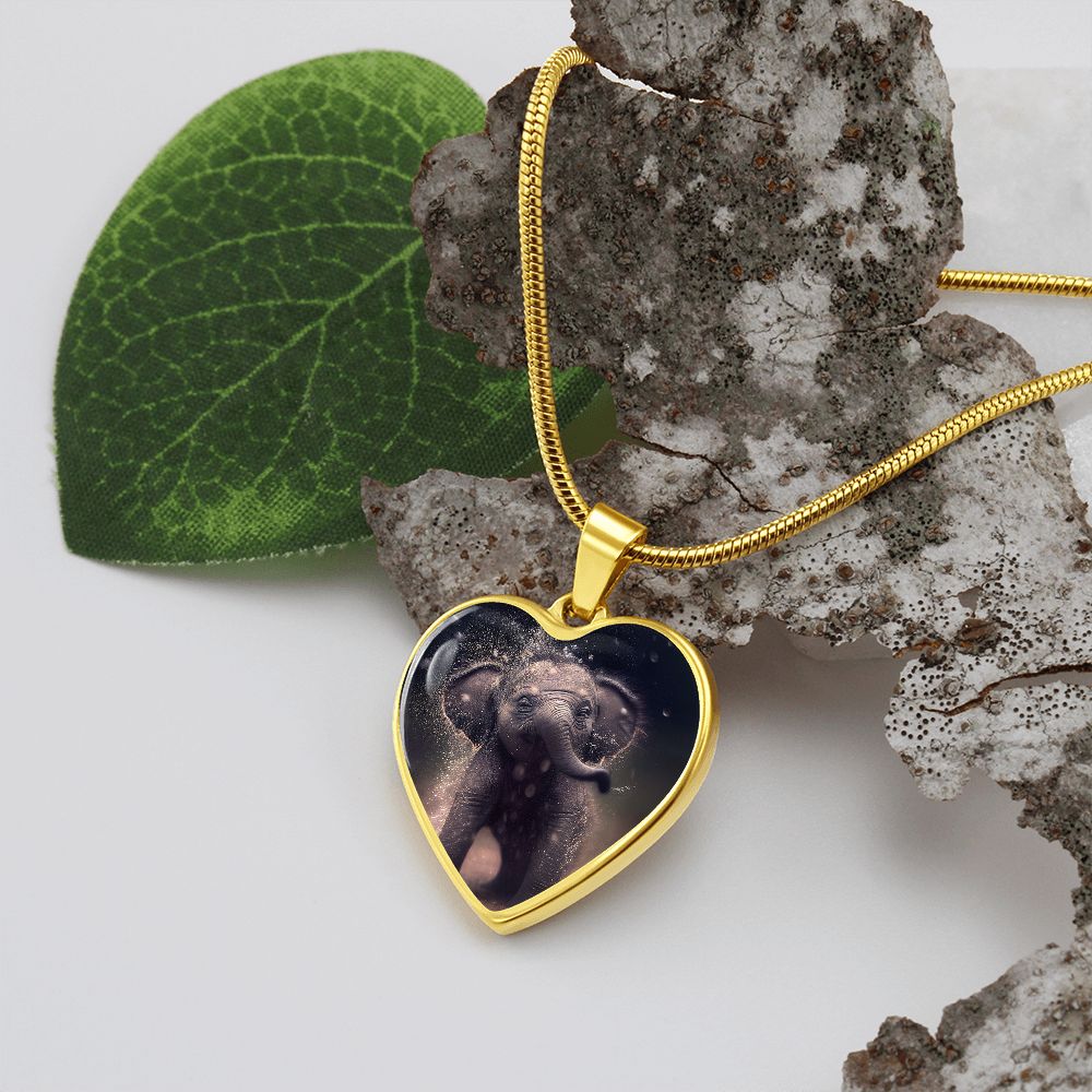 Baby Elephant Heart Necklace - Crystallized Collective