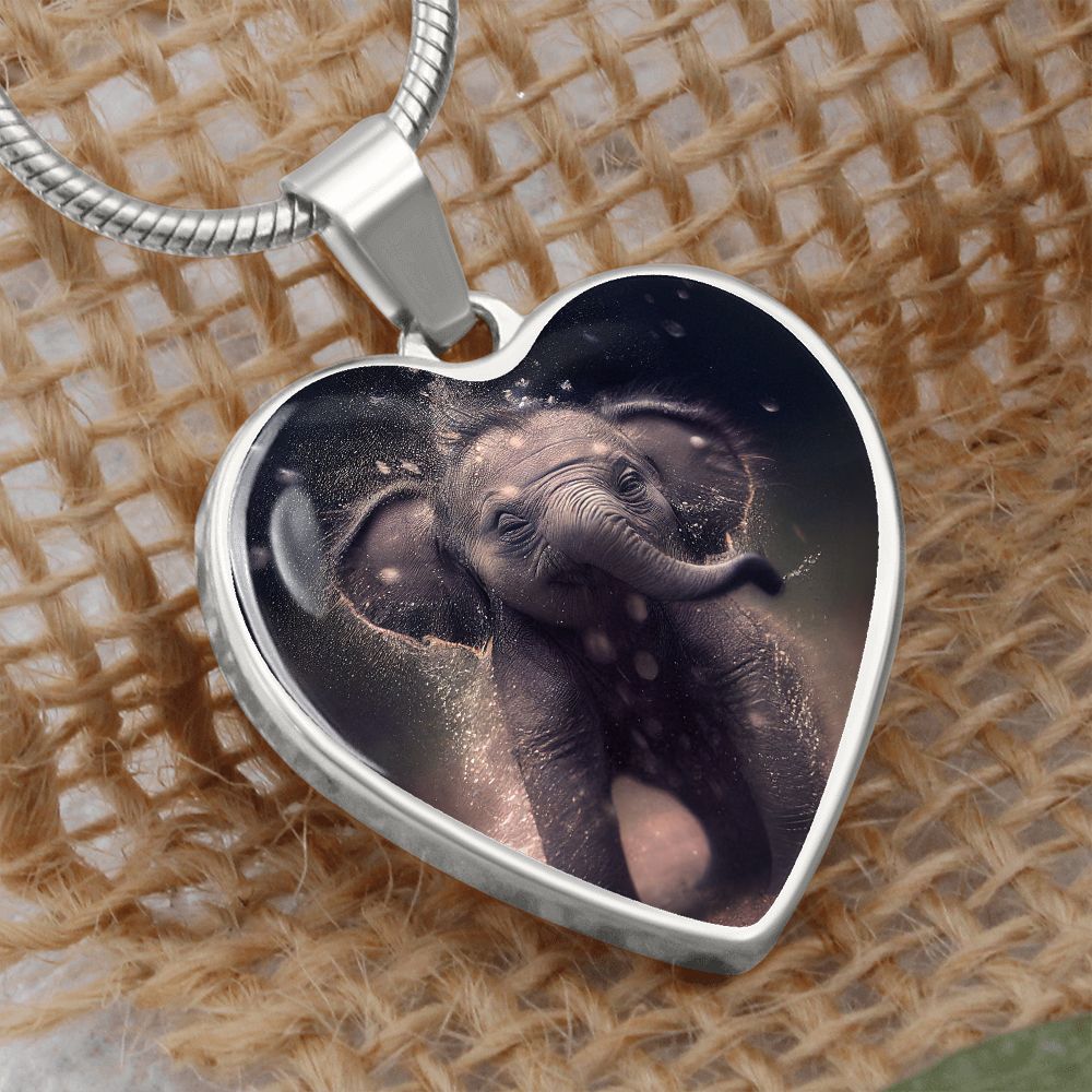 Baby Elephant Heart Necklace - Crystallized Collective