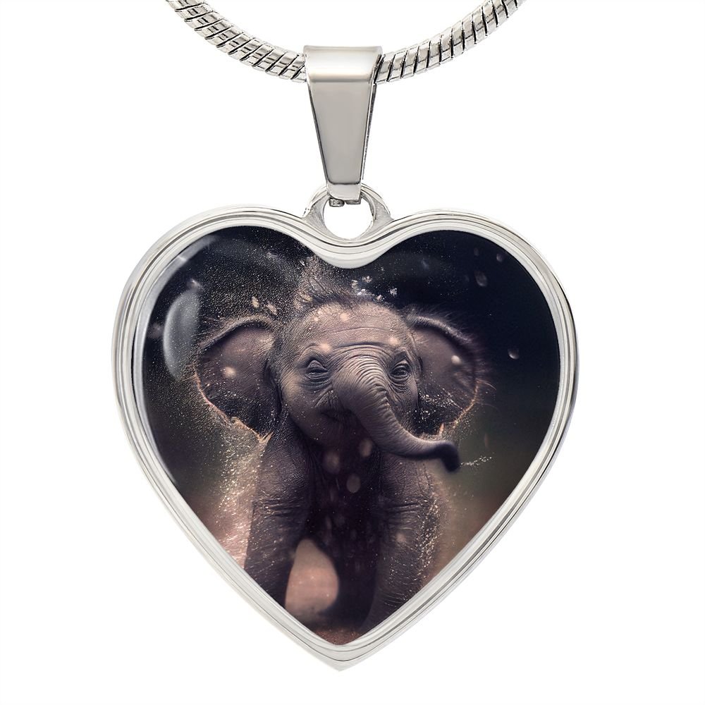 Baby Elephant Heart Necklace - Crystallized Collective