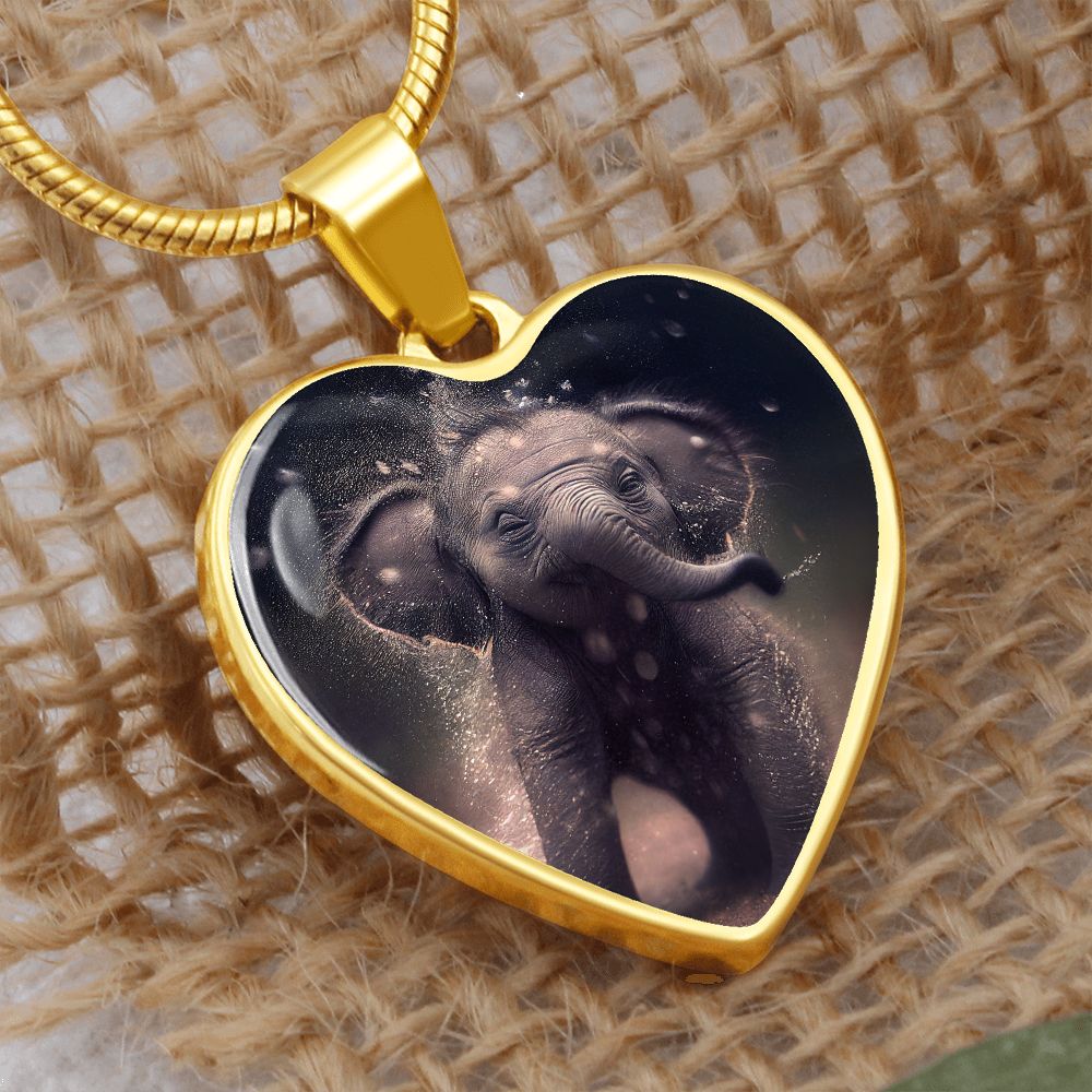 Baby Elephant Heart Necklace - Crystallized Collective