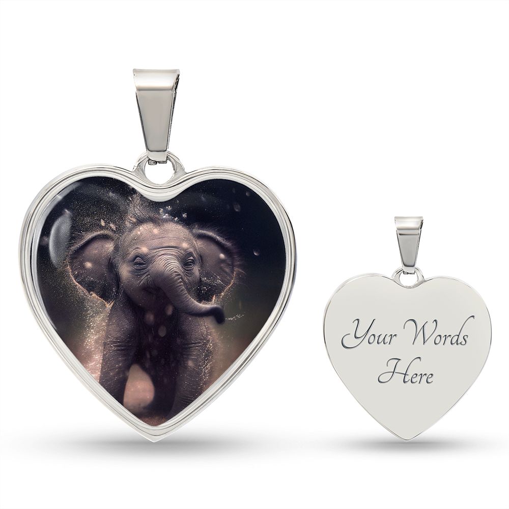 Baby Elephant Heart Necklace - Crystallized Collective