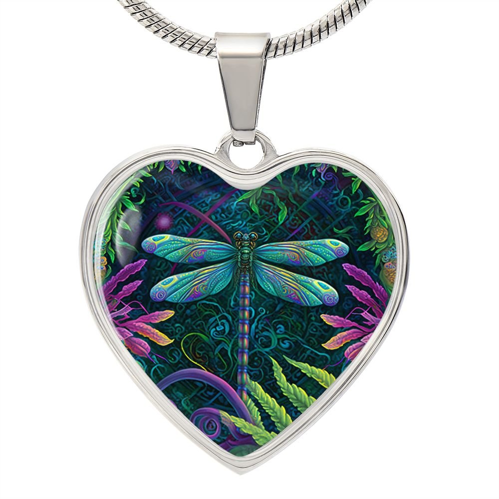 Boho Dragonfly Heart Necklace - Crystallized Collective