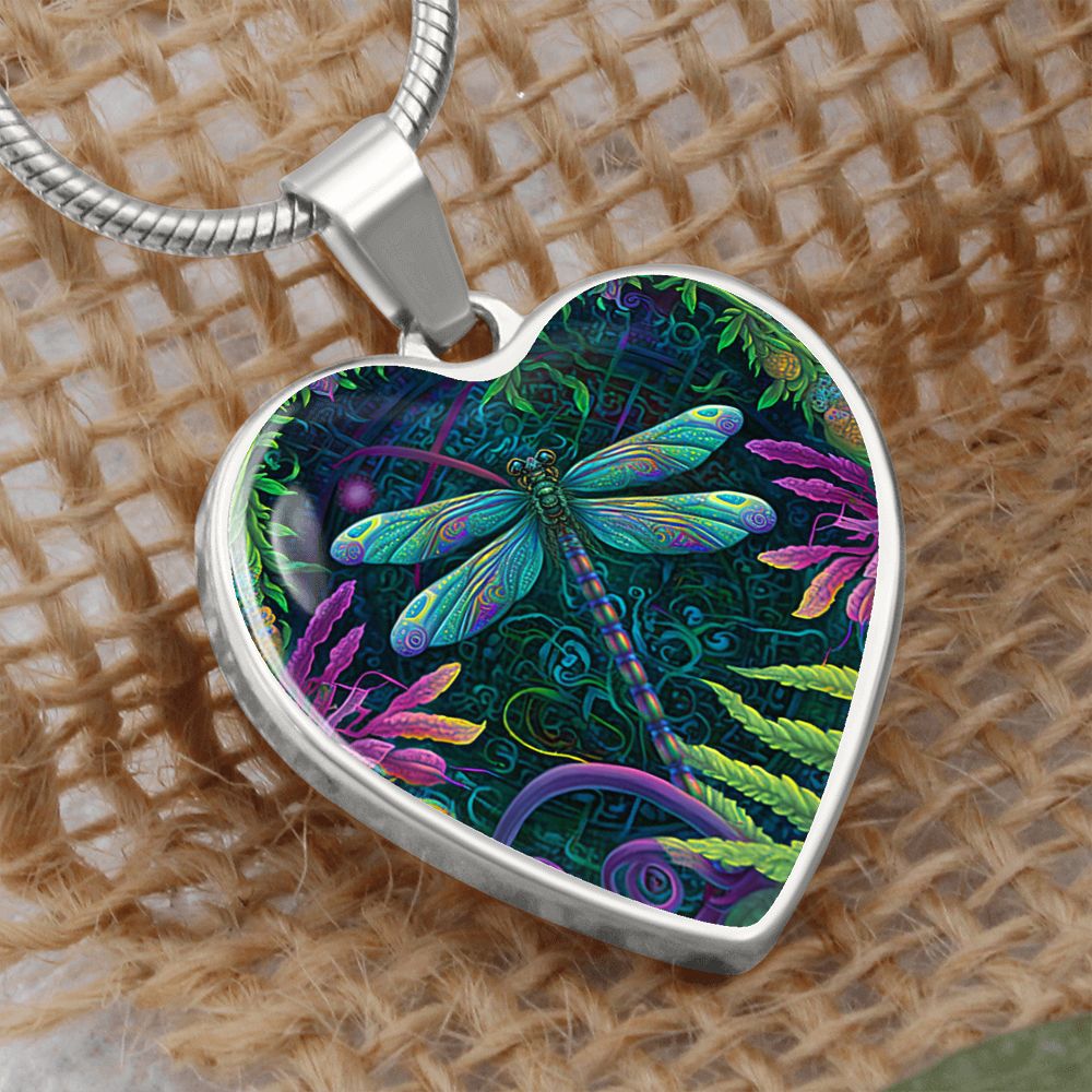Boho Dragonfly Heart Necklace - Crystallized Collective