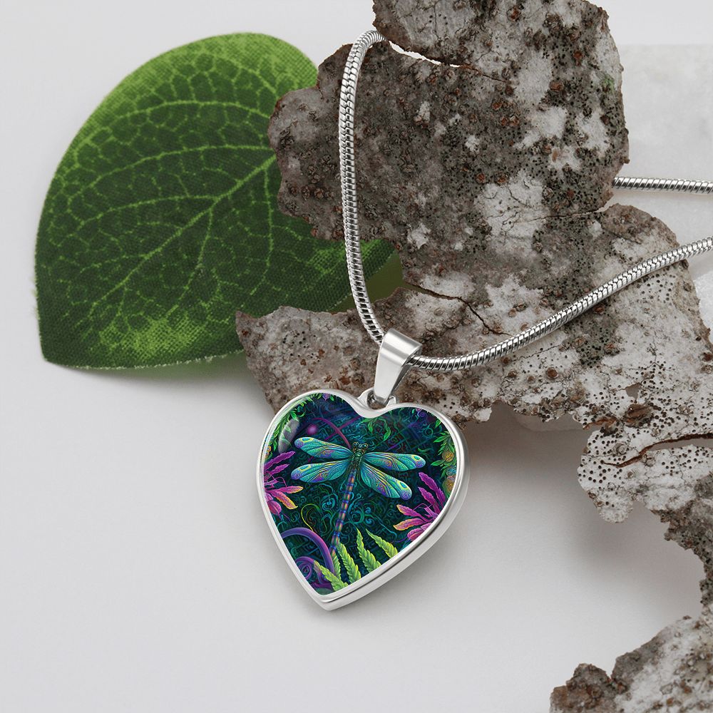 Boho Dragonfly Heart Necklace - Crystallized Collective