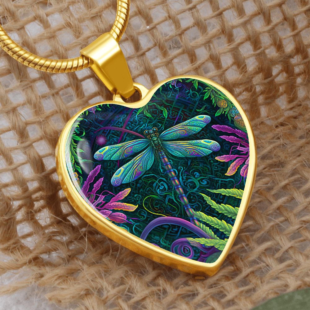 Boho Dragonfly Heart Necklace - Crystallized Collective