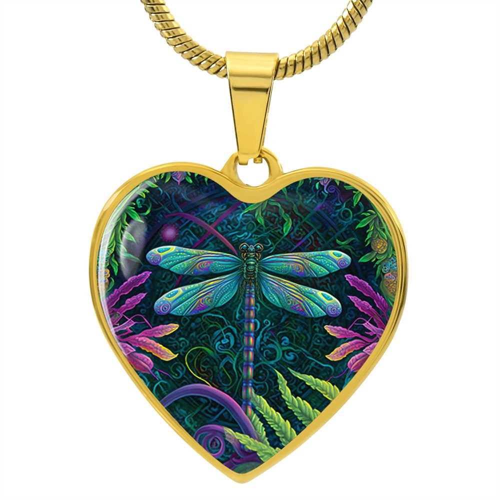 Boho Dragonfly Heart Necklace - Crystallized Collective