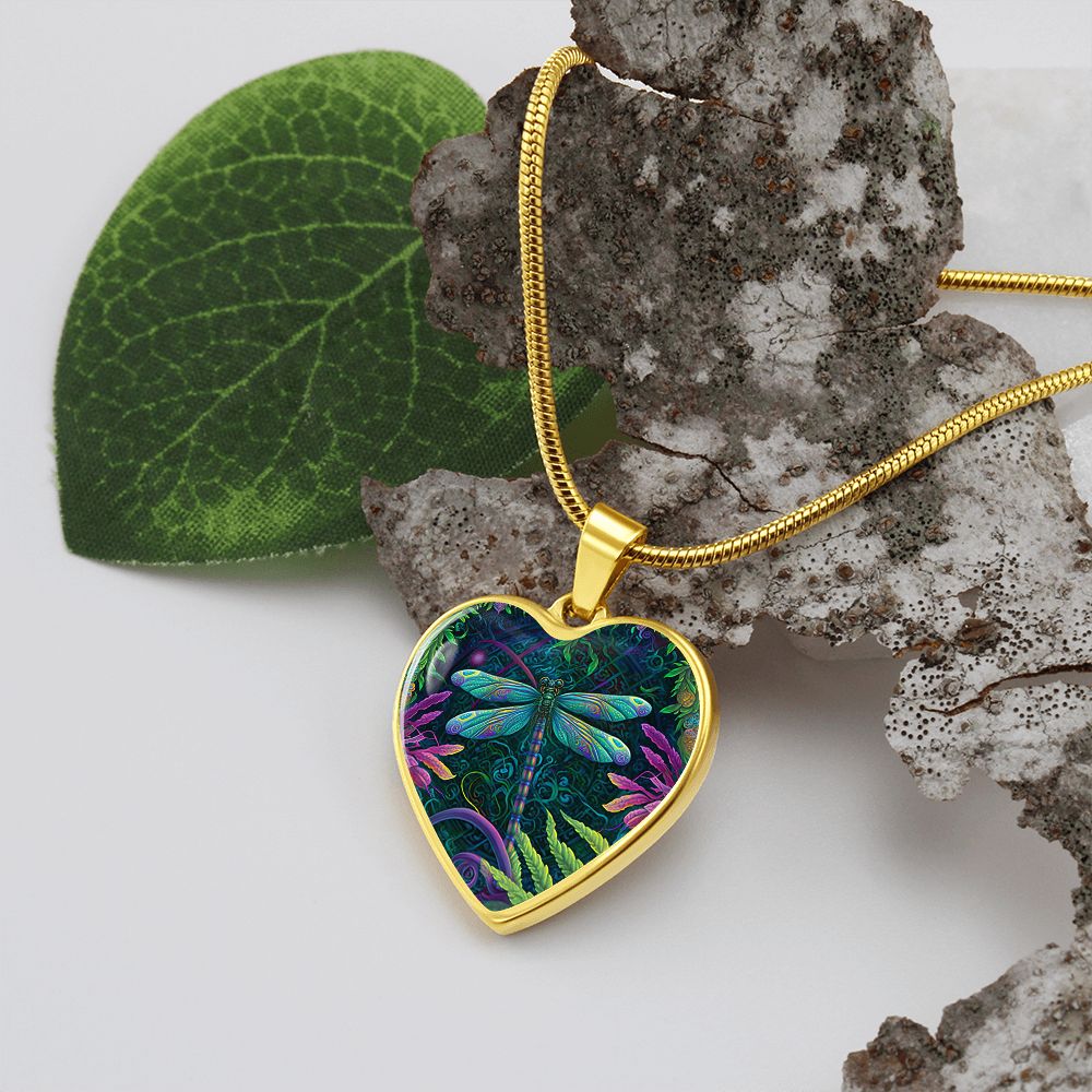 Boho Dragonfly Heart Necklace - Crystallized Collective
