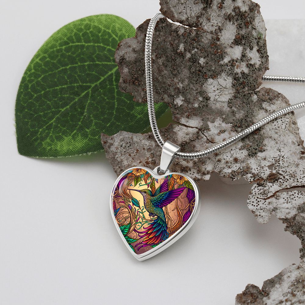 Boho Hummingbird Heart Necklace - Crystallized Collective