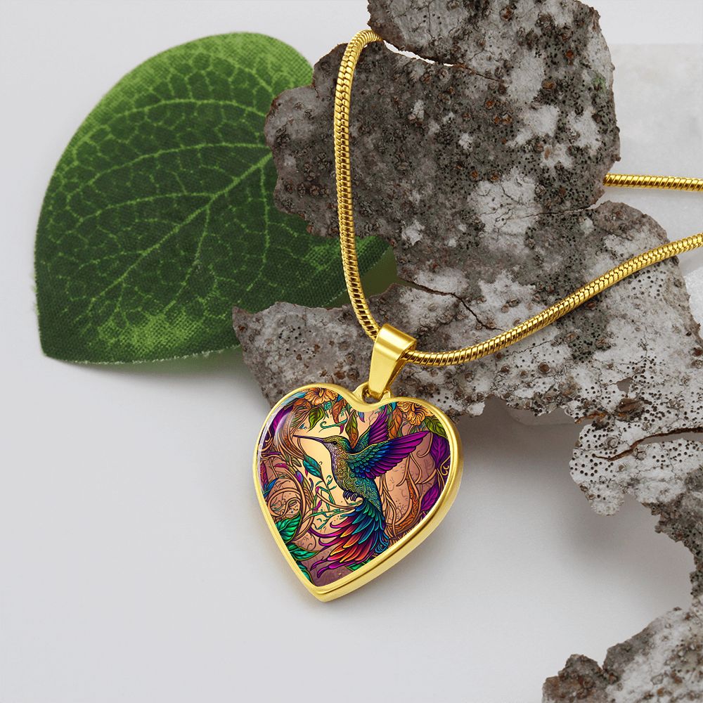 Boho Hummingbird Heart Necklace - Crystallized Collective