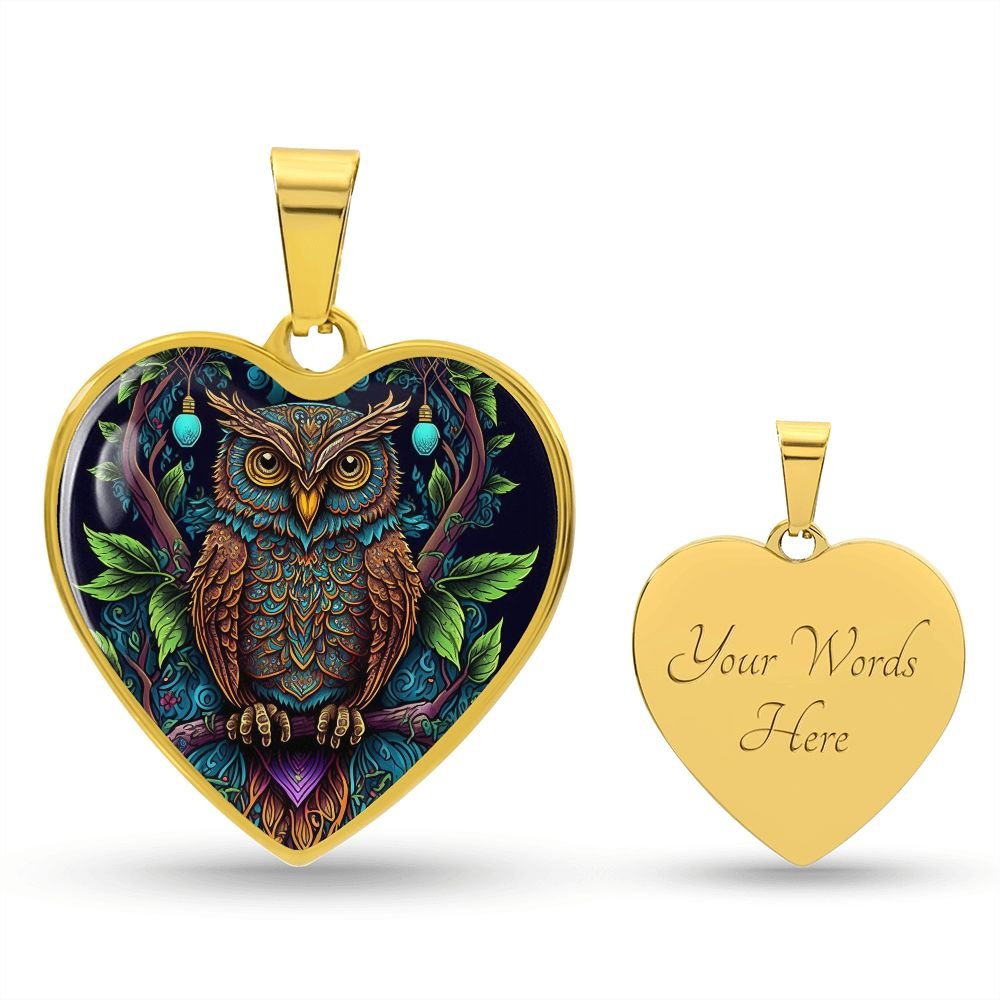 Boho Owl Heart Necklace - Crystallized Collective