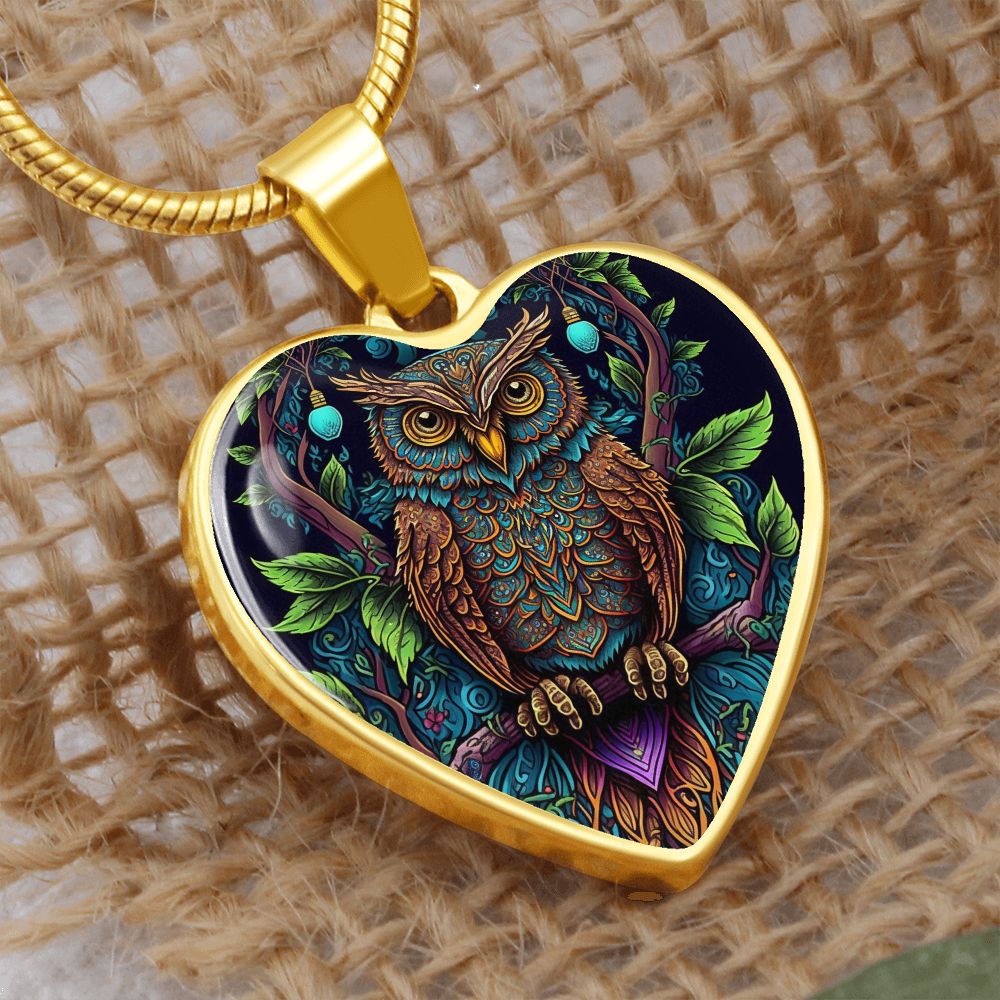 Boho Owl Heart Necklace - Crystallized Collective