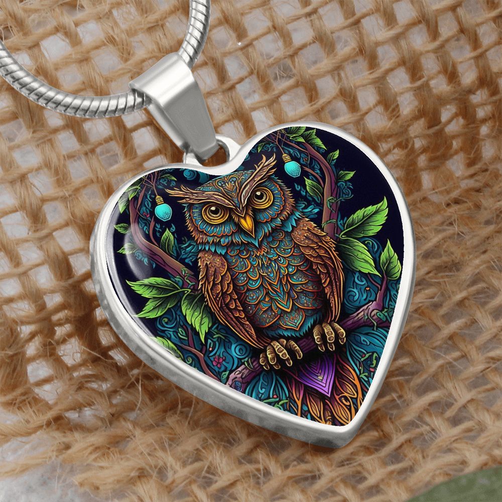 Boho Owl Heart Necklace - Crystallized Collective