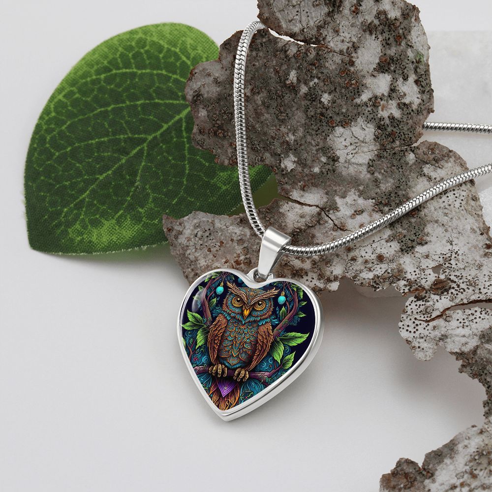 Boho Owl Heart Necklace - Crystallized Collective