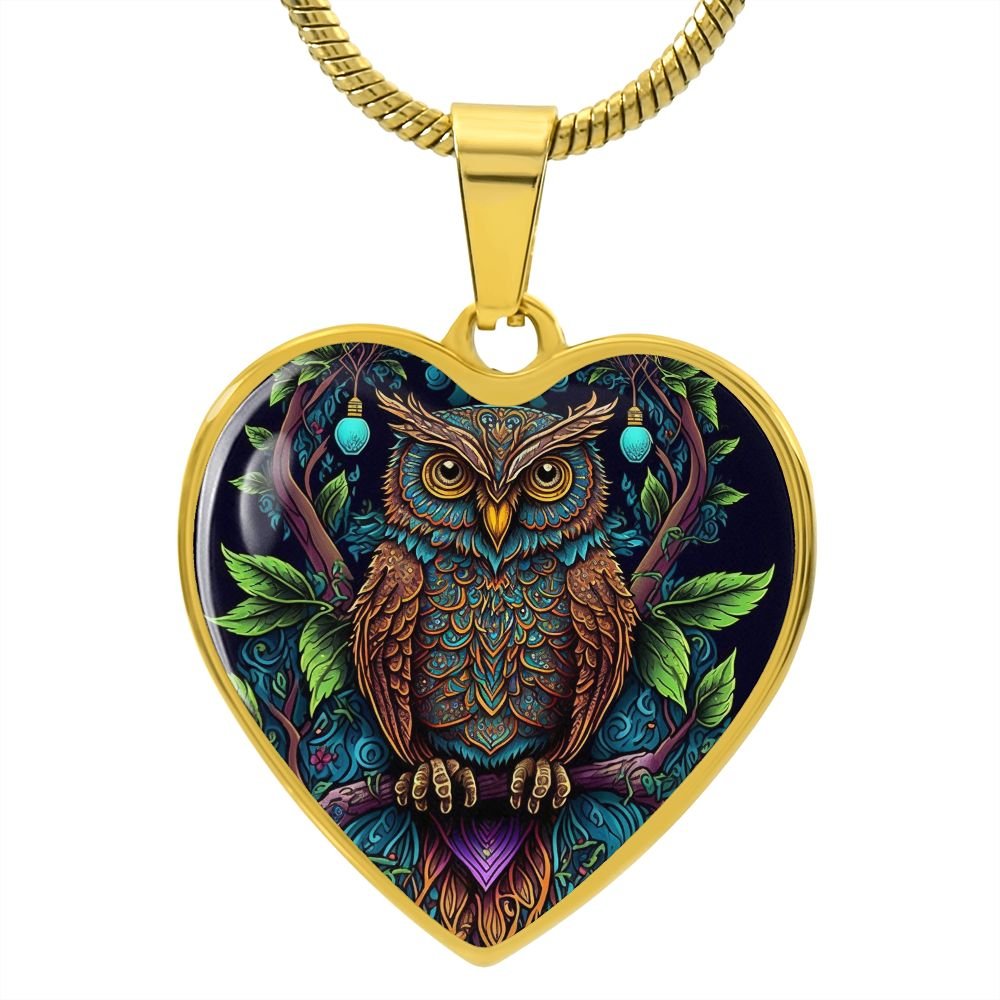 Boho Owl Heart Necklace - Crystallized Collective