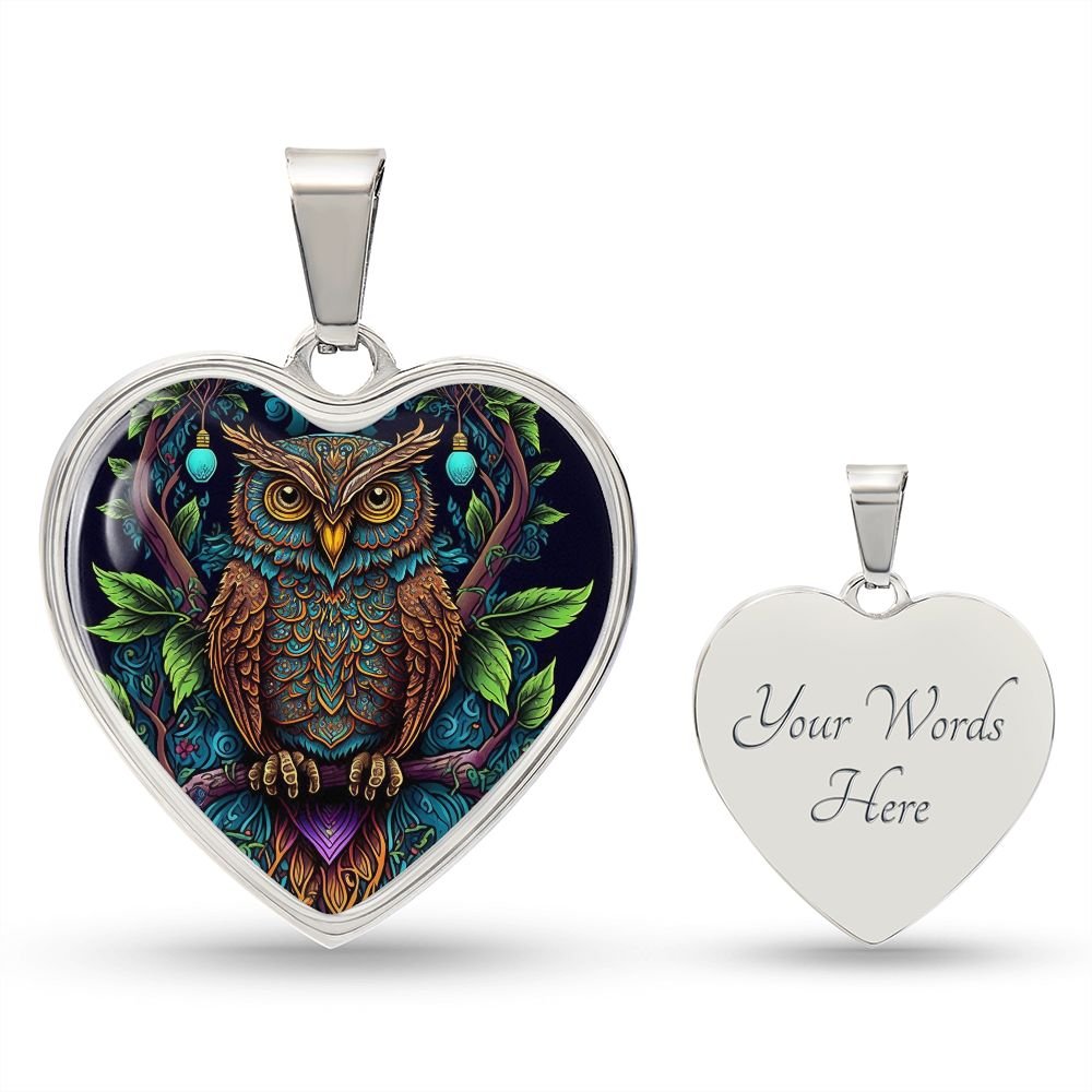 Boho Owl Heart Necklace - Crystallized Collective