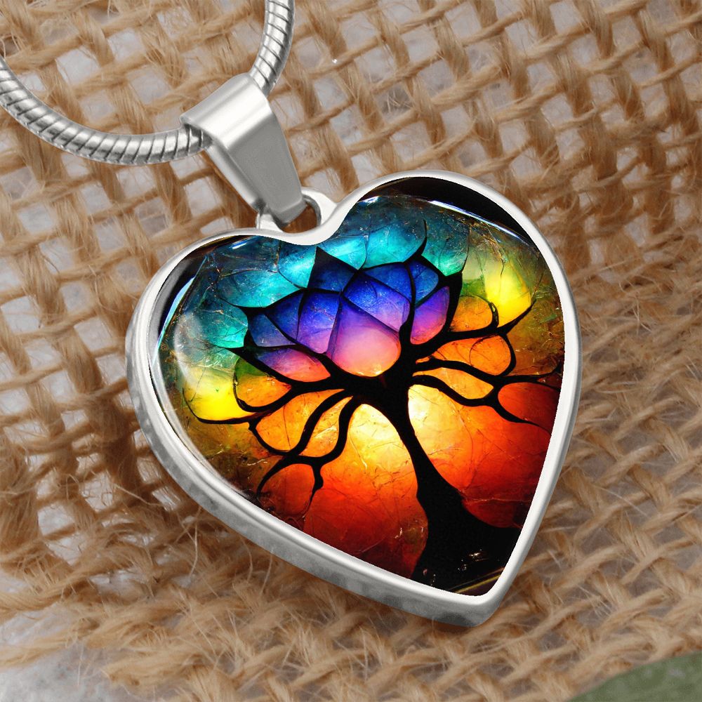 Chakra Tree of Life Heart Necklace - Crystallized Collective