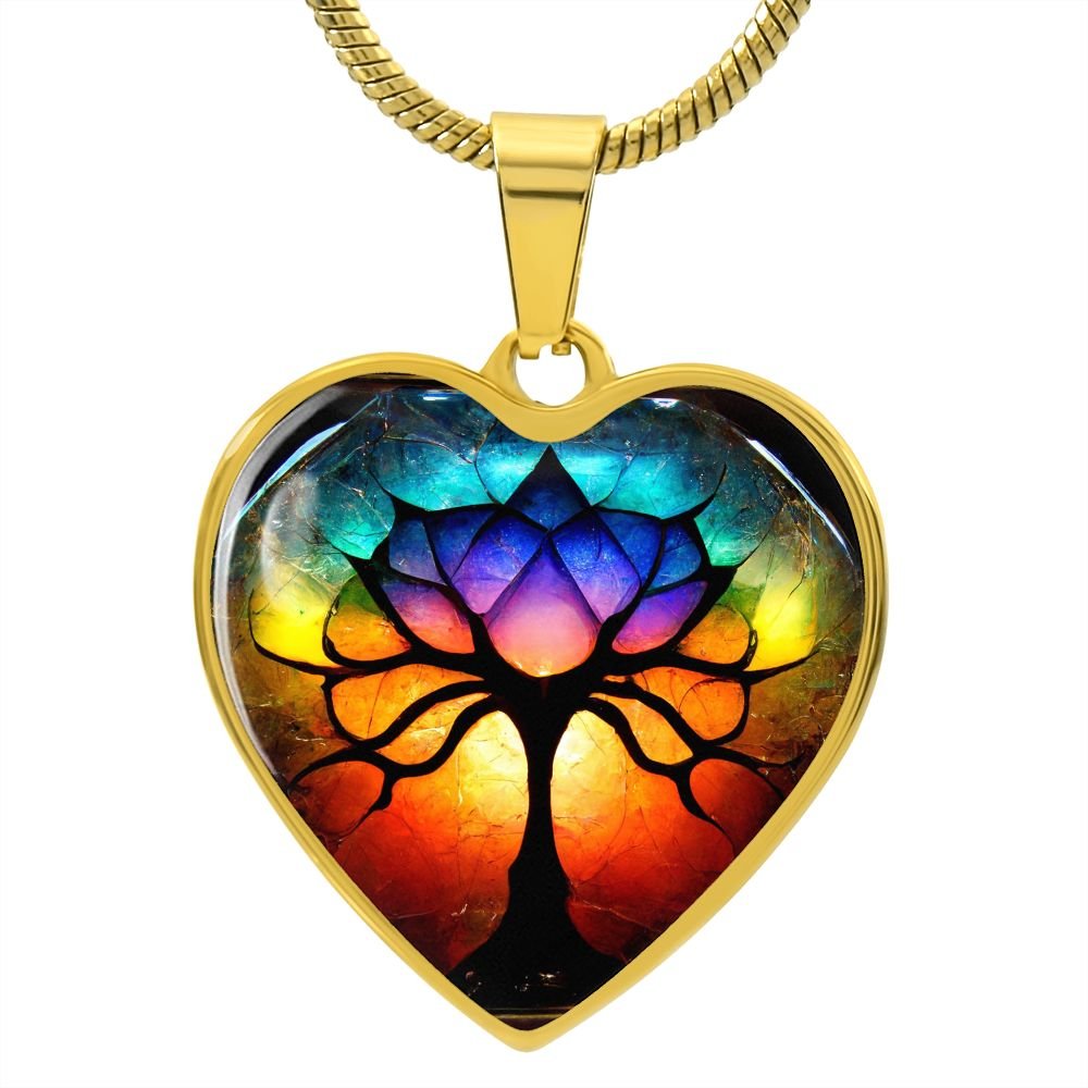 Chakra Tree of Life Heart Necklace - Crystallized Collective