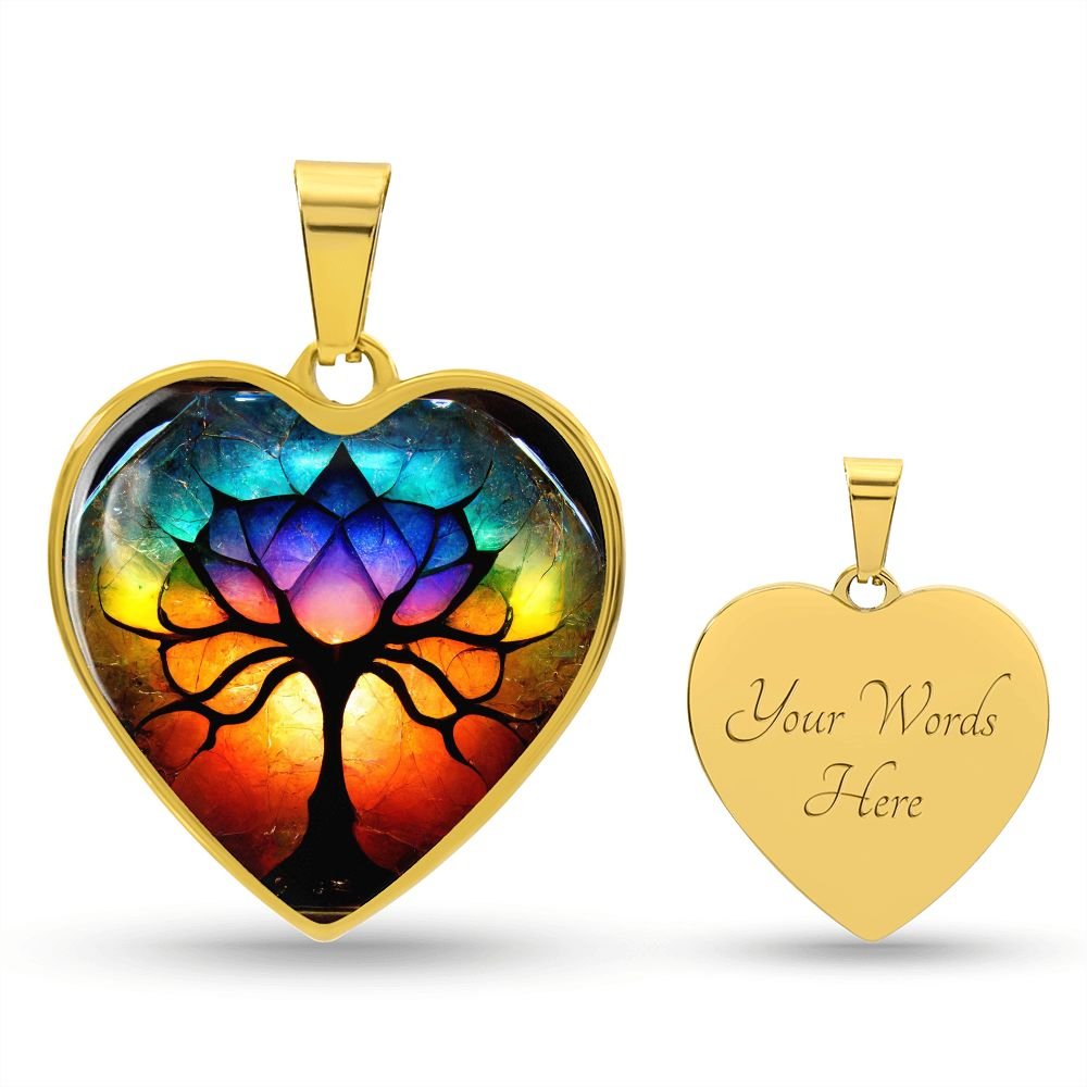 Chakra Tree of Life Heart Necklace - Crystallized Collective
