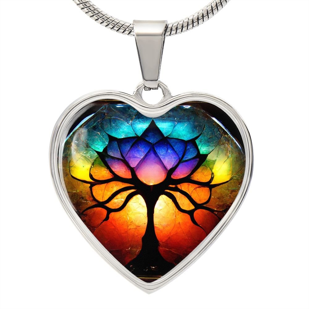 Chakra Tree of Life Heart Necklace - Crystallized Collective