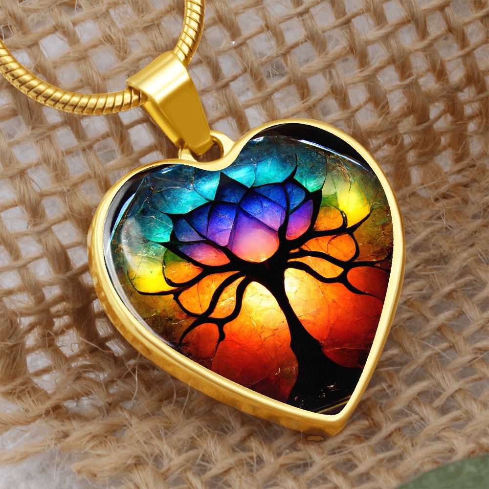 Chakra Tree of Life Heart Necklace - Crystallized Collective