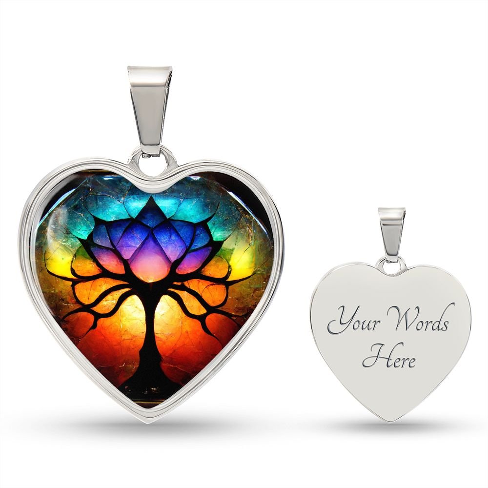 Chakra Tree of Life Heart Necklace - Crystallized Collective