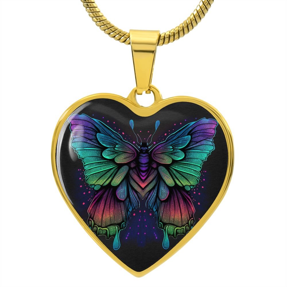 Colorful Butterfly Heart Necklace - Crystallized Collective