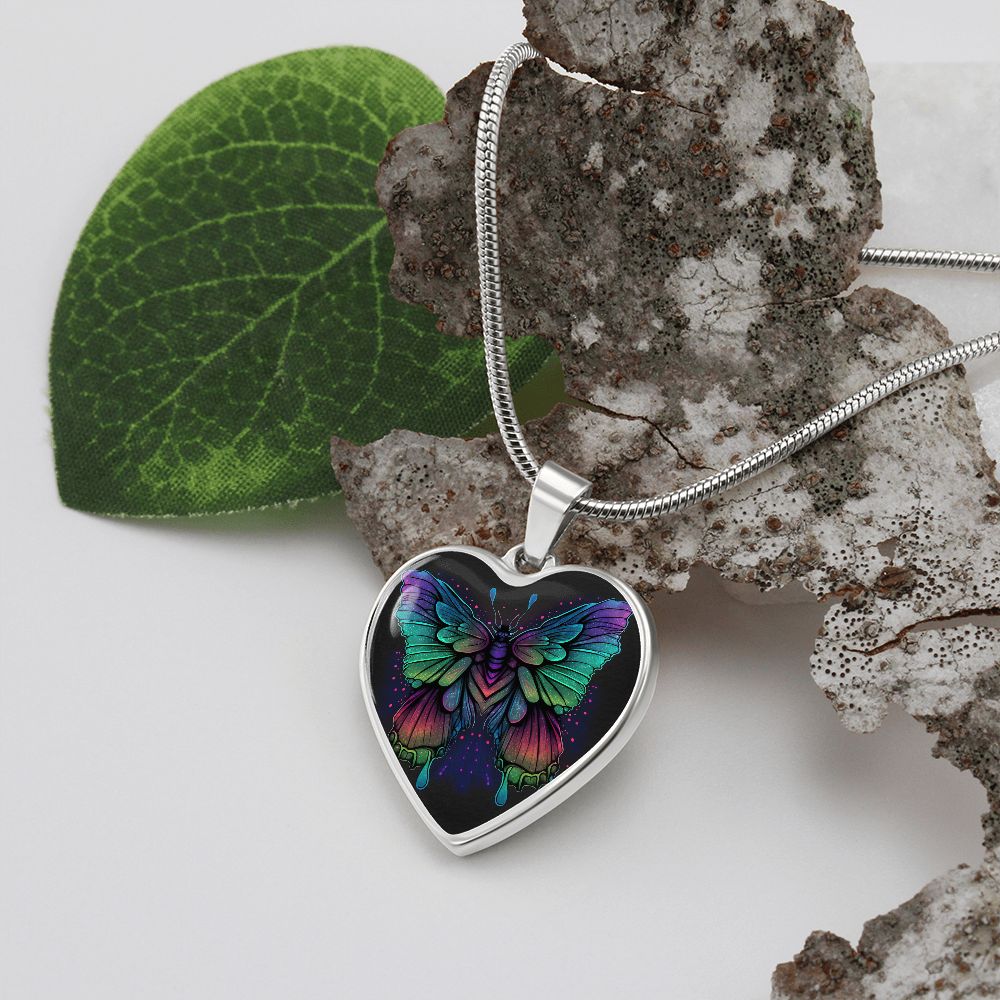 Colorful Butterfly Heart Necklace - Crystallized Collective