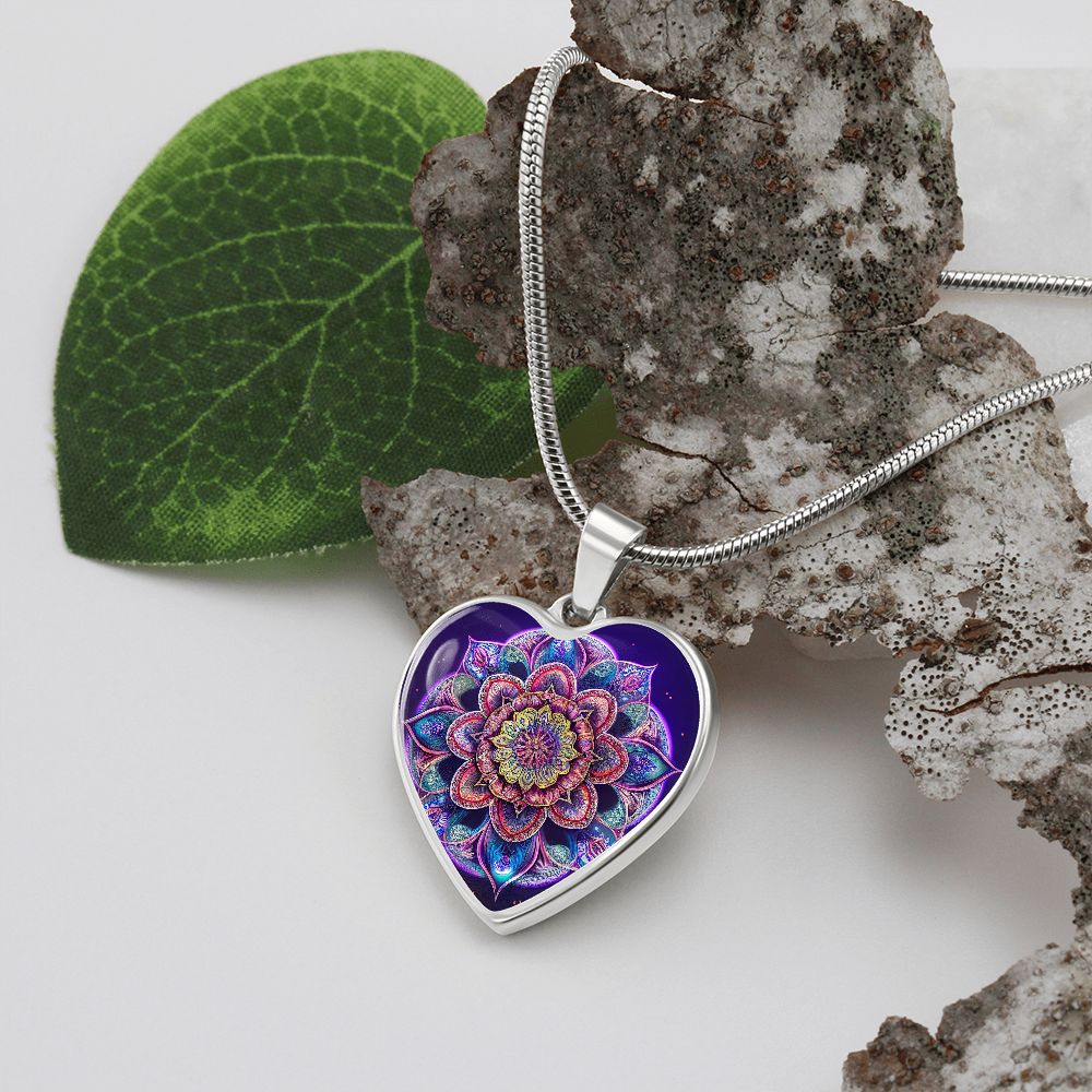 Colorful Mandala Heart Necklace - Crystallized Collective