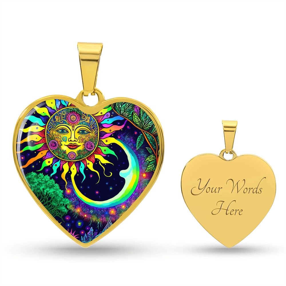 Colorful Sun and Moon Heart Necklace - Crystallized Collective
