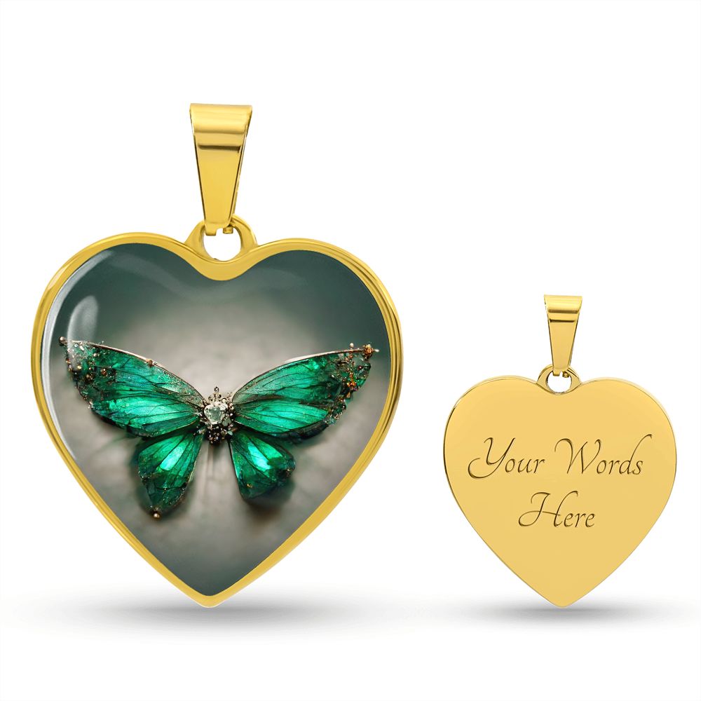 Emerald Butterfly Heart Necklace - Crystallized Collective