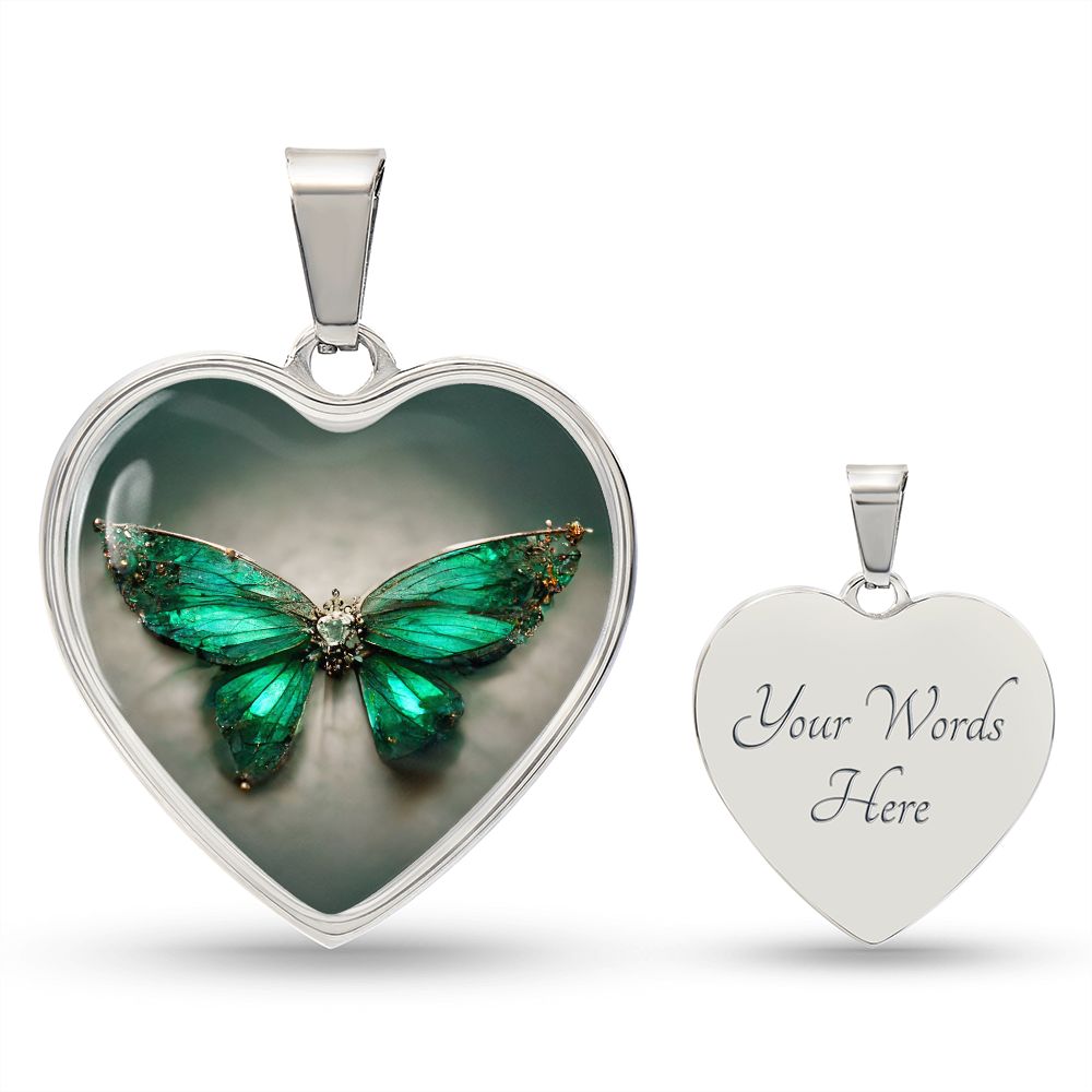 Emerald Butterfly Heart Necklace - Crystallized Collective