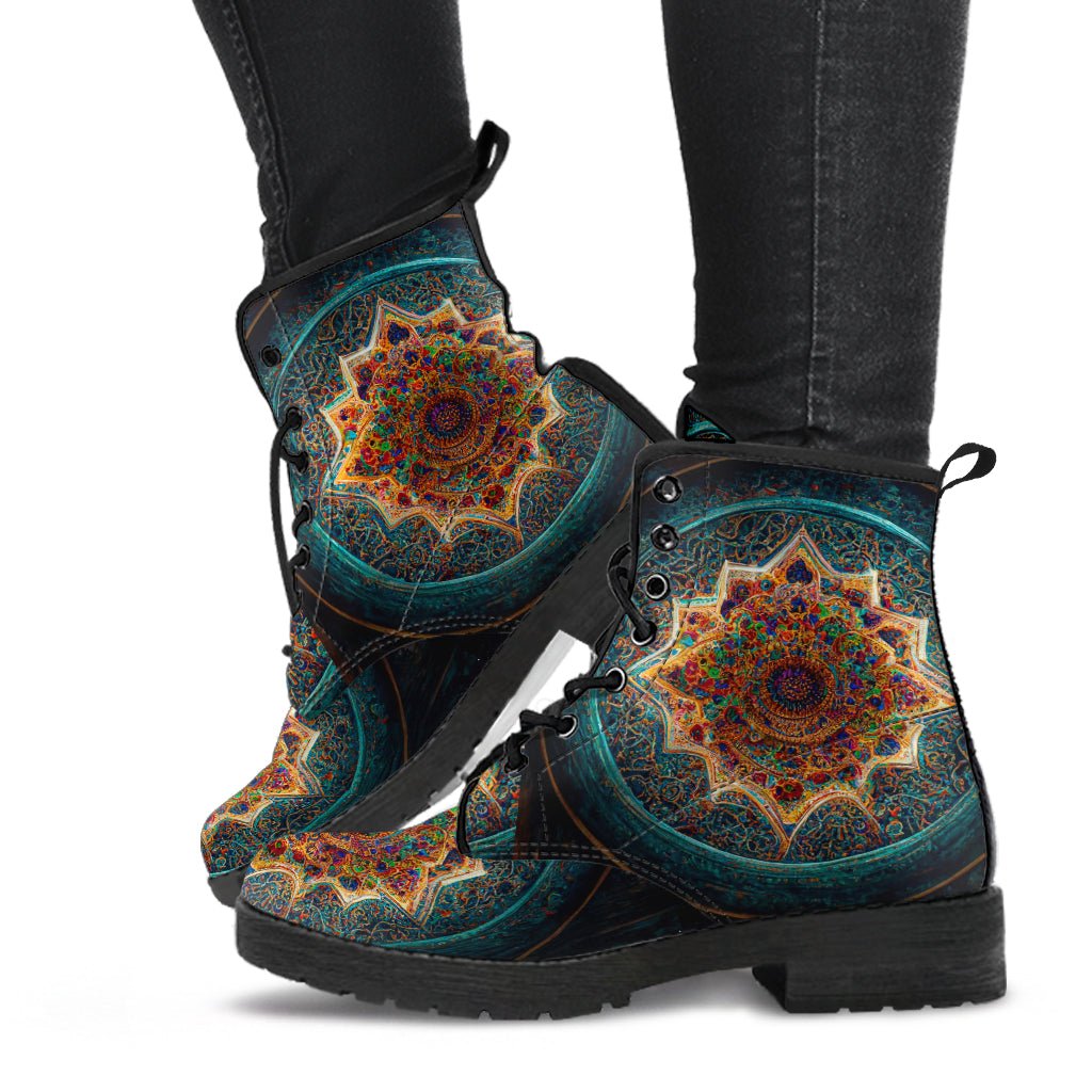 Golden Lotus Mandala Women's Leather Boots main image 0