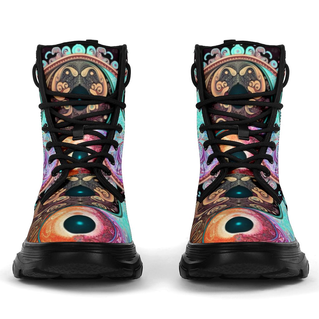 Yin Yang Print Pattern Men Women Leather Boots
