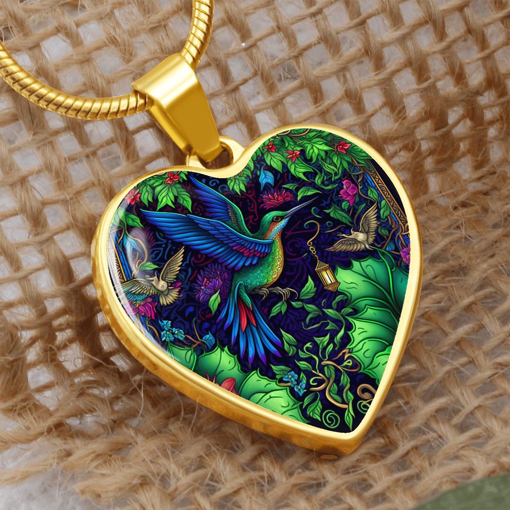Jungle Hummingbird Heart Necklace - Crystallized Collective