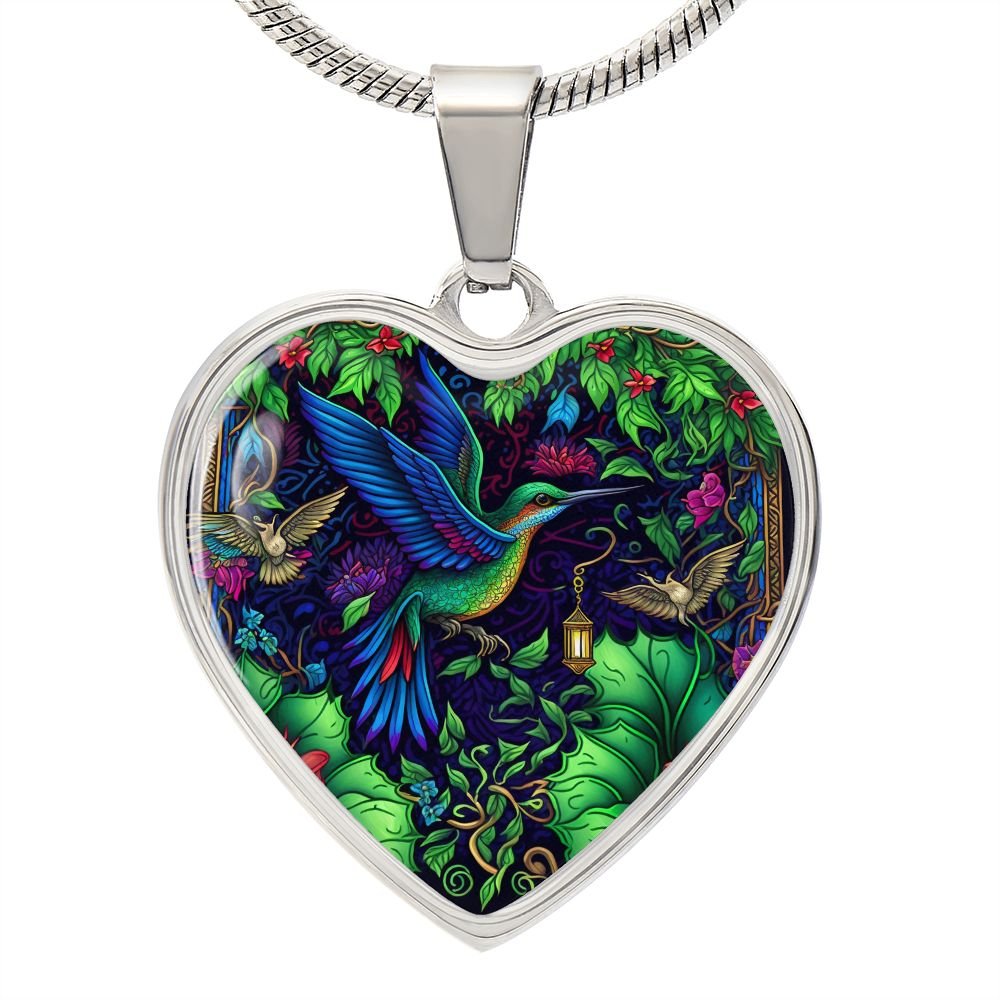 Jungle Hummingbird Heart Necklace - Crystallized Collective