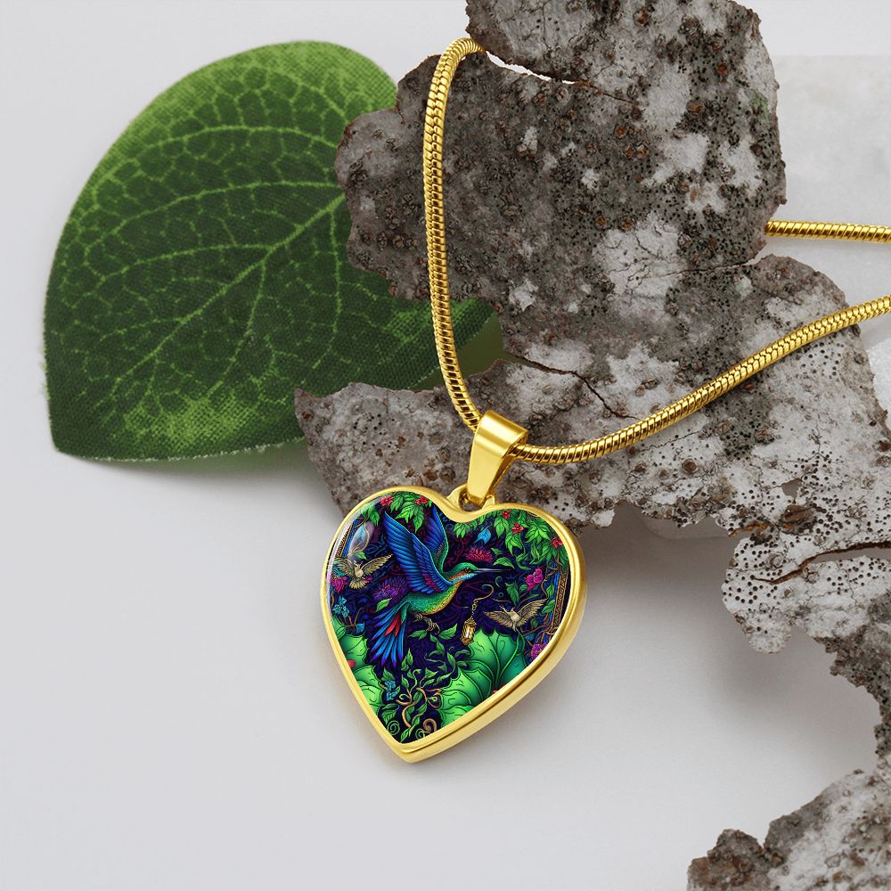 Jungle Hummingbird Heart Necklace - Crystallized Collective