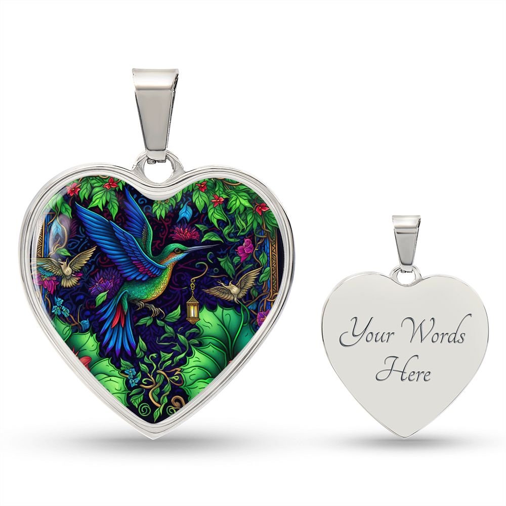 Jungle Hummingbird Heart Necklace - Crystallized Collective