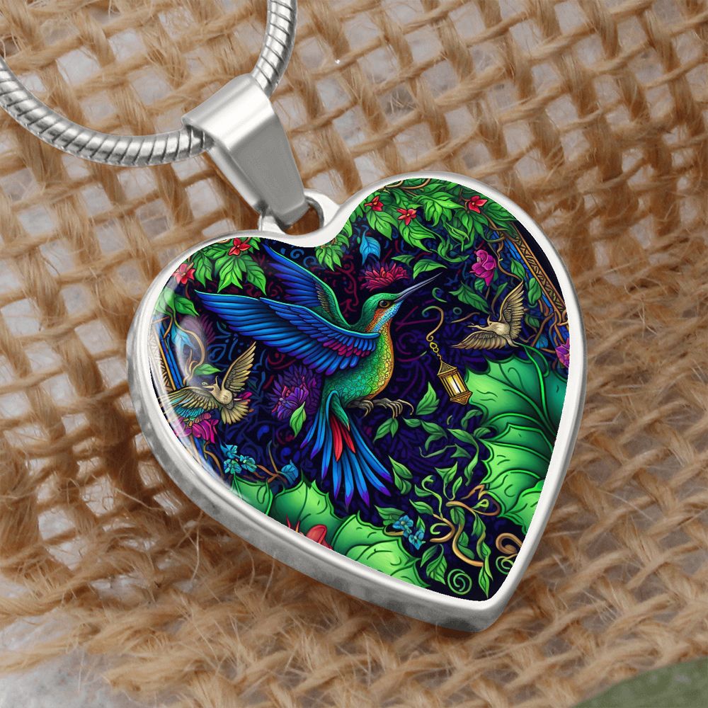 Jungle Hummingbird Heart Necklace - Crystallized Collective