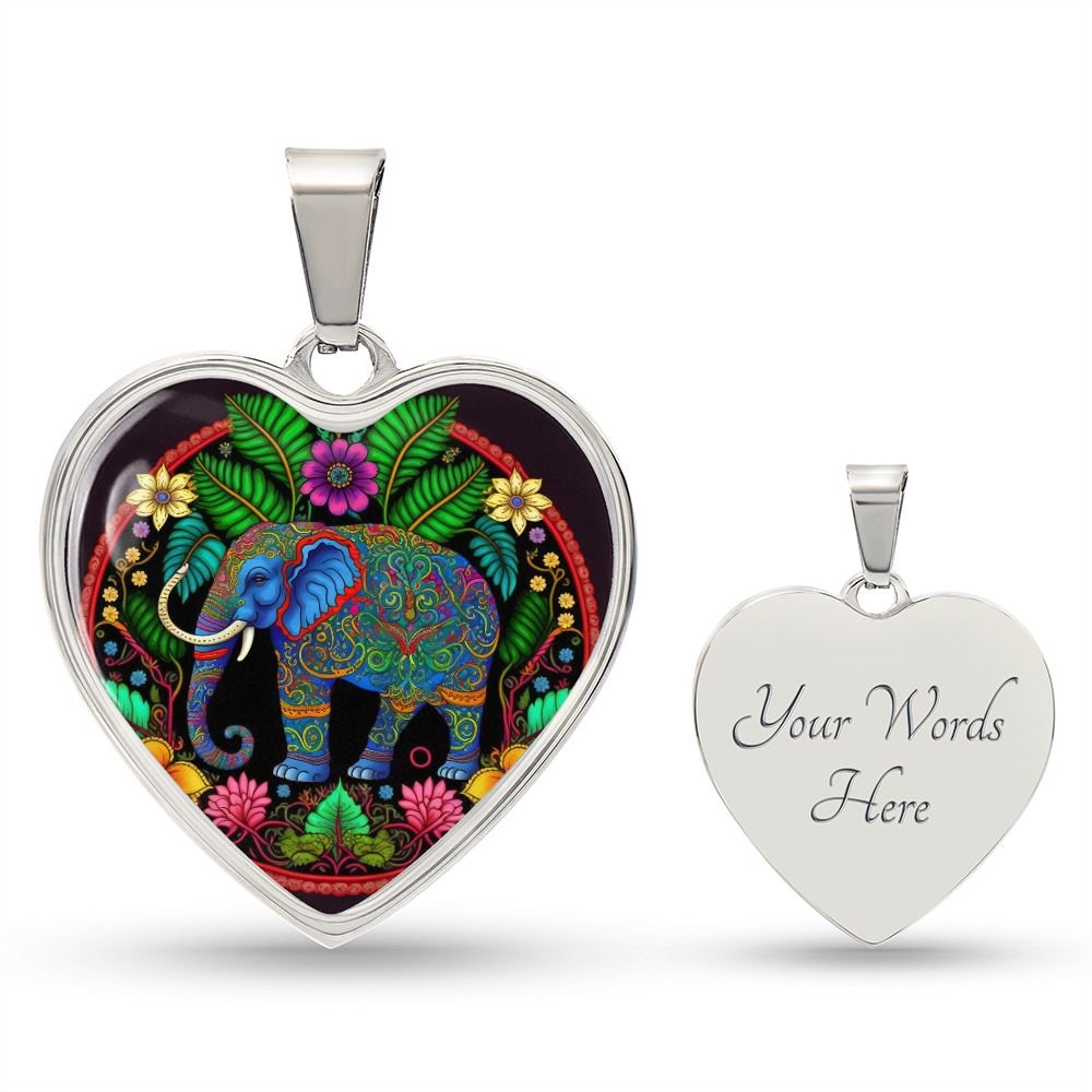 Mandala Elephant Heart Necklace - Crystallized Collective
