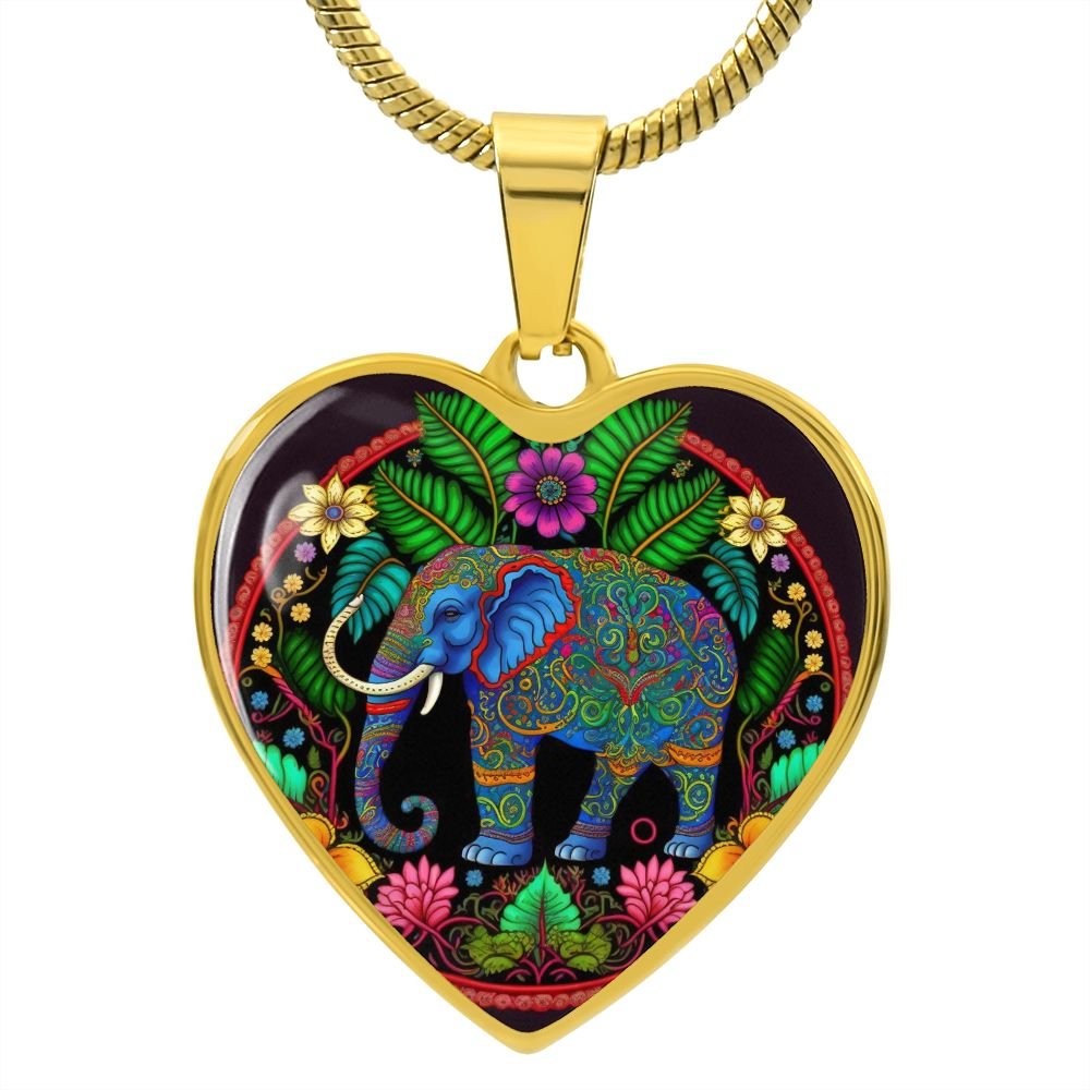 Mandala Elephant Heart Necklace - Crystallized Collective