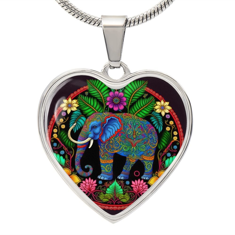 Mandala Elephant Heart Necklace - Crystallized Collective