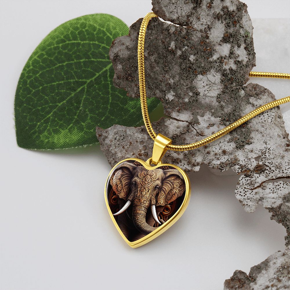 Ornate Elephant Heart Necklace - Crystallized Collective