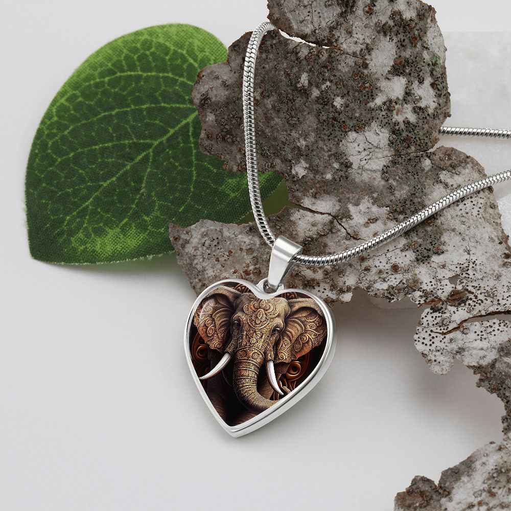 Ornate Elephant Heart Necklace - Crystallized Collective
