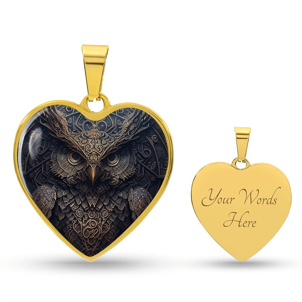 Ornate Owl Heart Necklace - Crystallized Collective