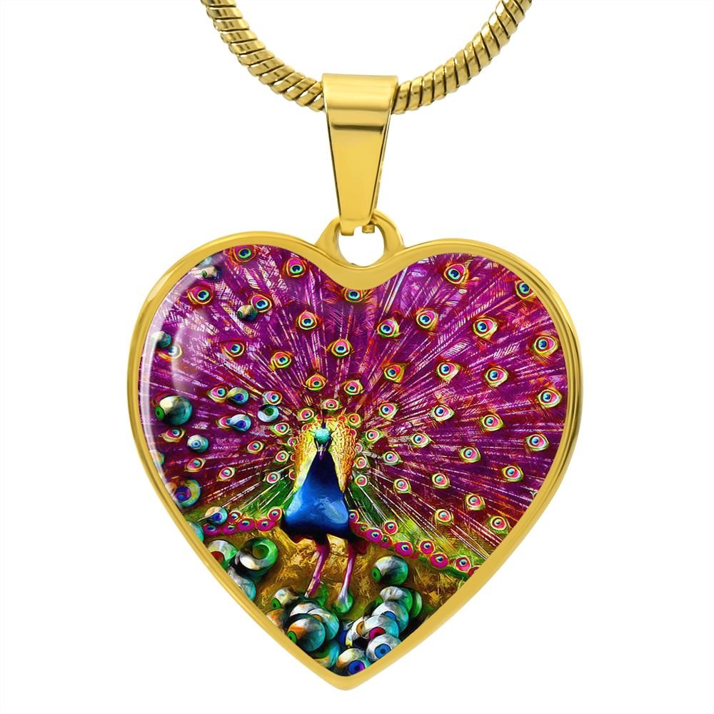 Peacock 1 Heart Necklace - Crystallized Collective