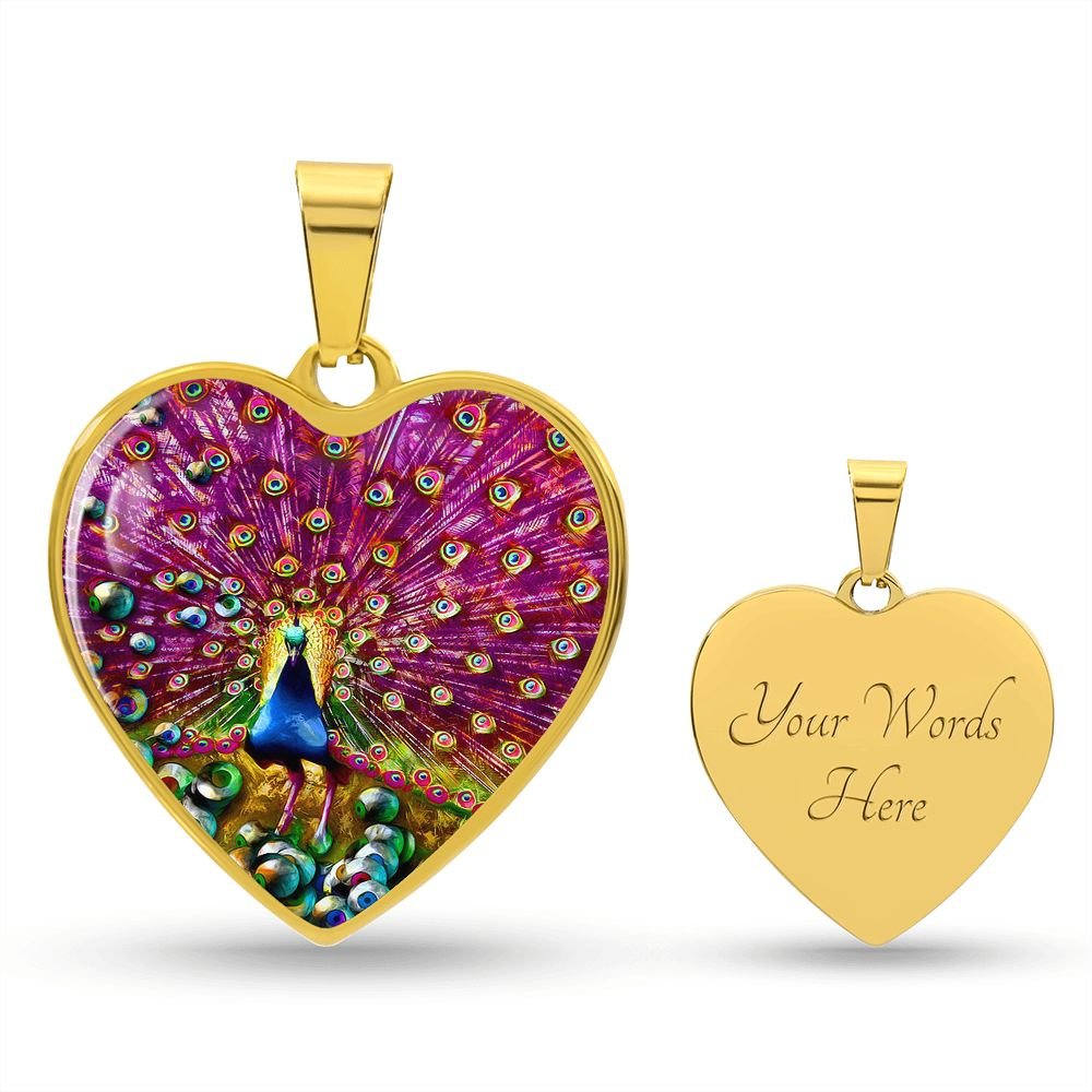 Peacock 1 Heart Necklace - Crystallized Collective