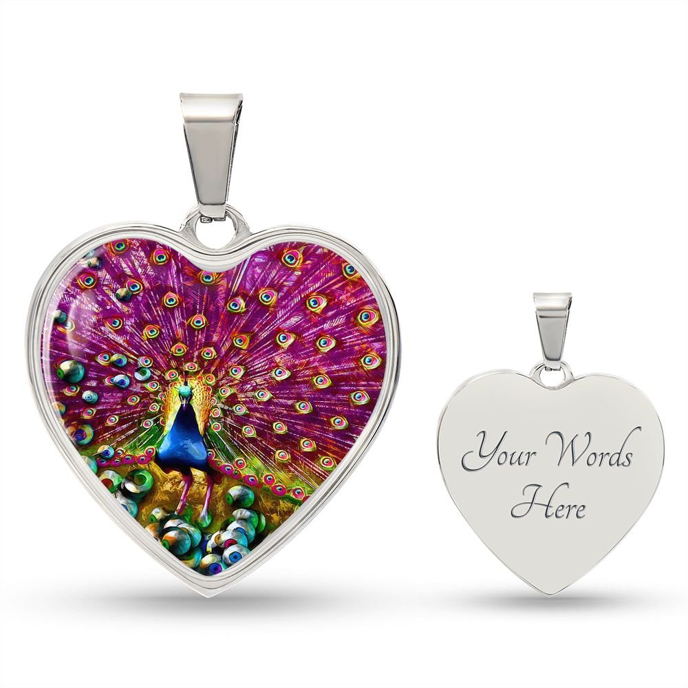 Peacock 1 Heart Necklace - Crystallized Collective